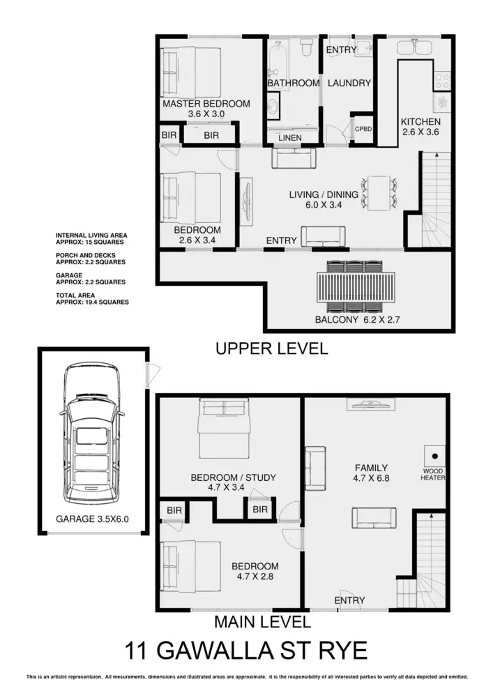 Floorplan of Homely house listing, 11 Gawalla Street, Rye VIC 3941