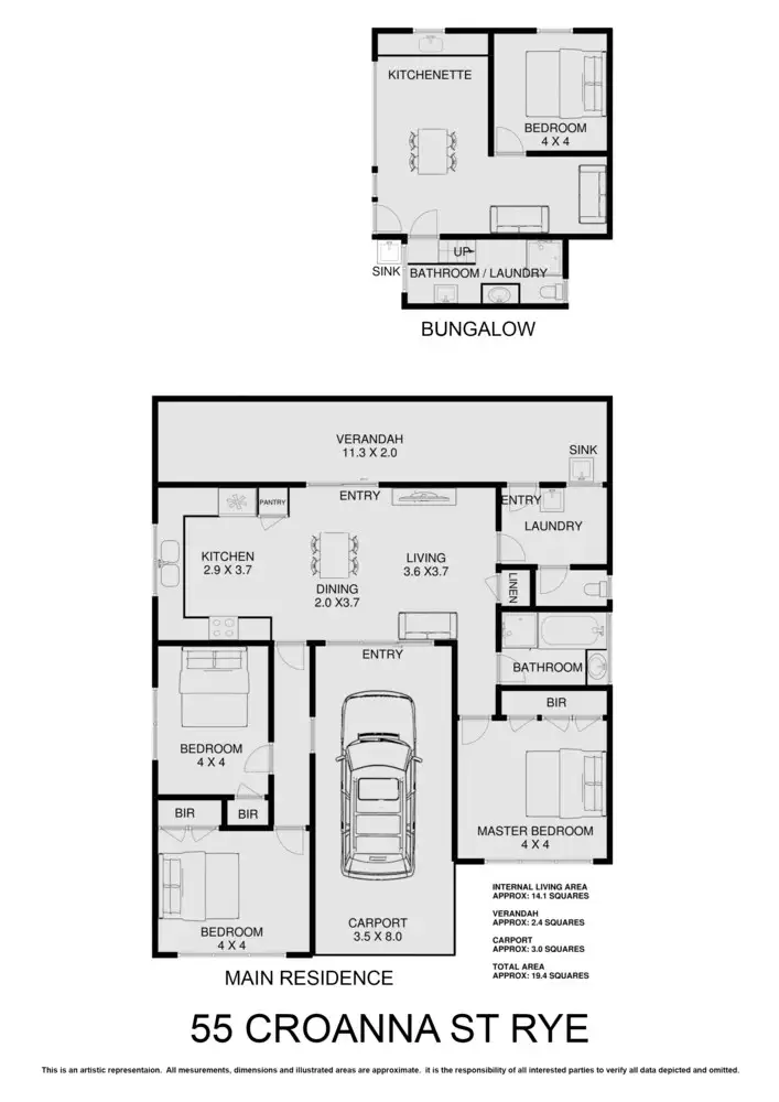 Floorplan of Homely house listing, 55 Croanna Street, Rye VIC 3941
