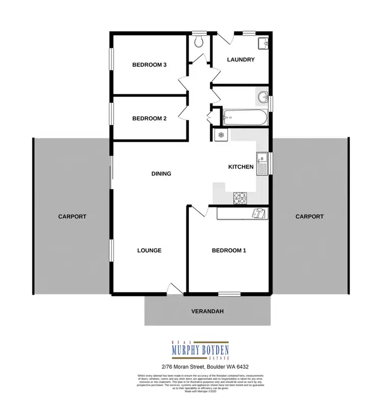 Floorplan of Homely unit listing, 2/76 Moran Street, Boulder WA 6432