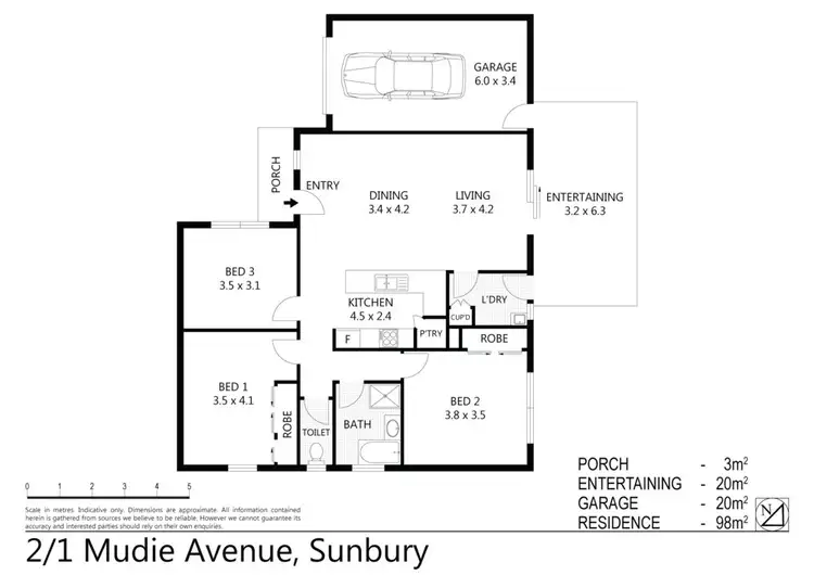 Floorplan of Homely unit listing, 2/1 Mudie Avenue, Sunbury VIC 3429