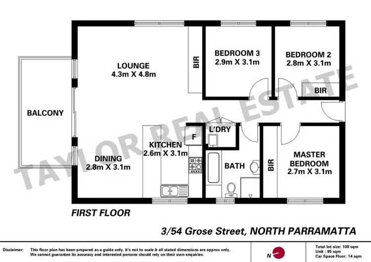 Floorplan of Homely unit listing, 3/54 Grose Street, North Parramatta NSW 2151