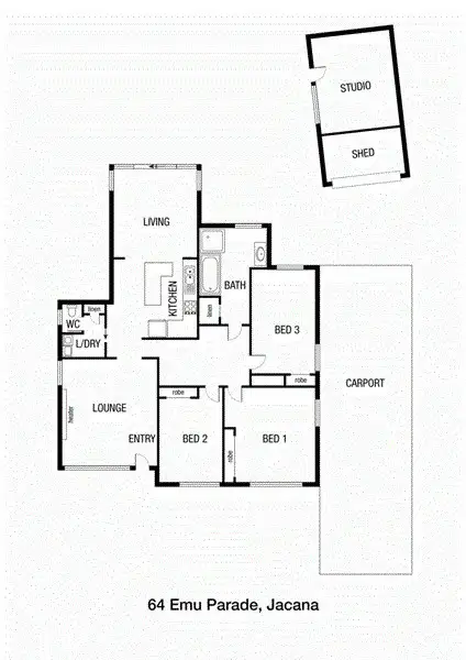 Floorplan of Homely house listing, 64 Emu Parade, Jacana VIC 3047