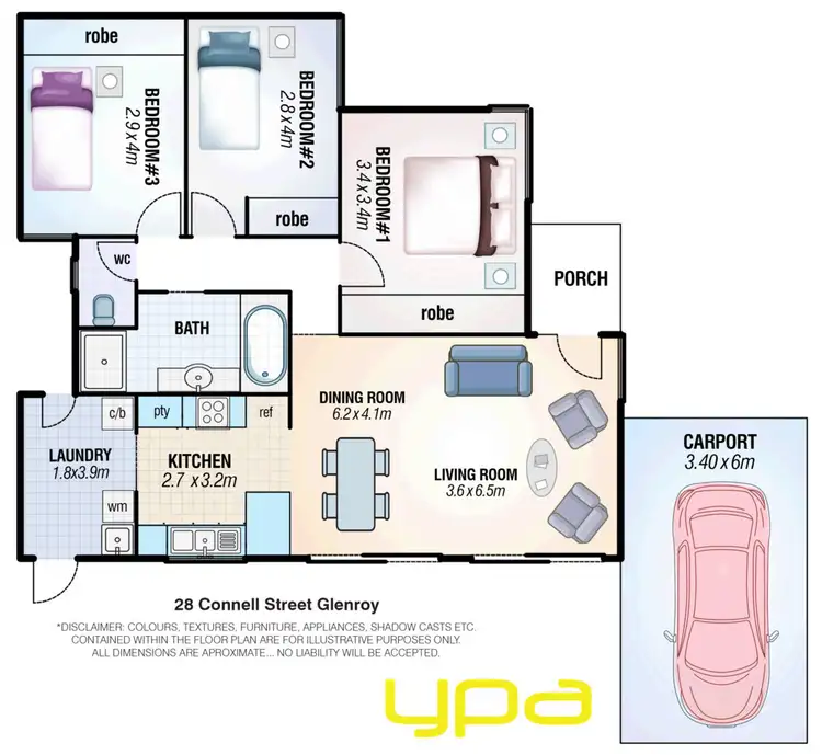 Floorplan of Homely townhouse listing, 28B Connell Street, Glenroy VIC 3046