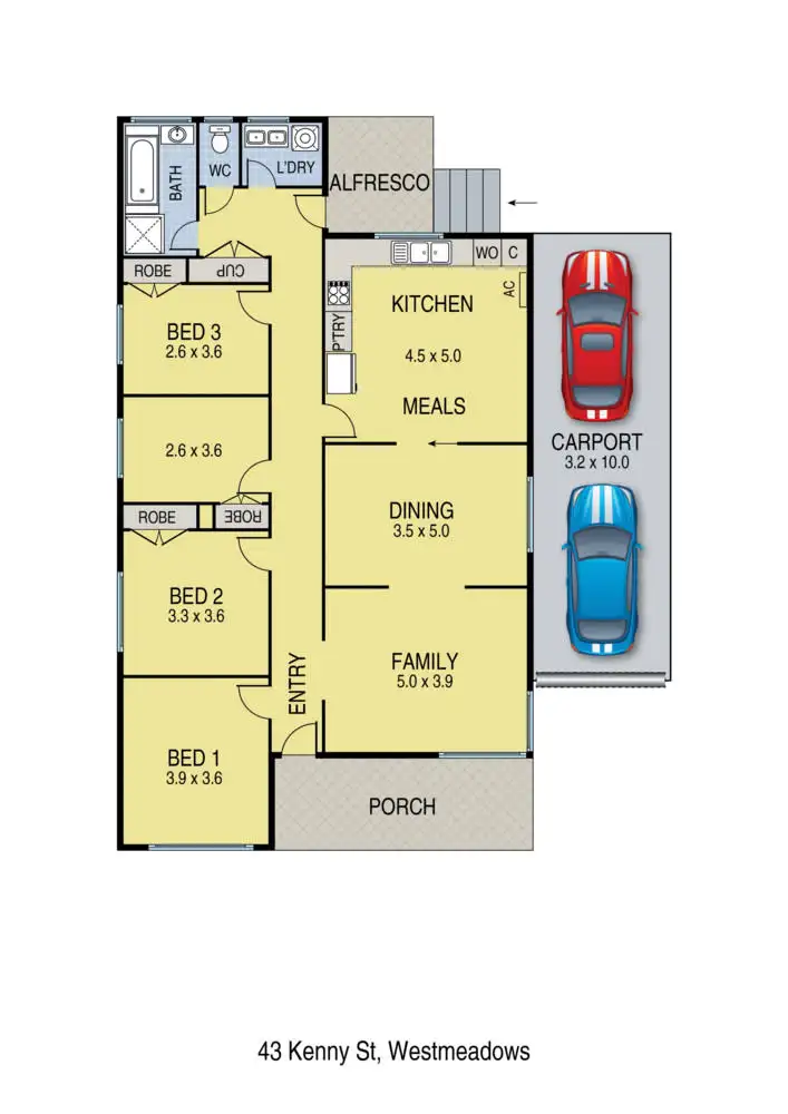 Floorplan of Homely house listing, 43 Kenny Street, Westmeadows VIC 3049