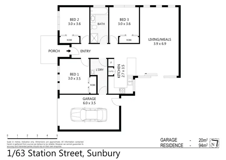 Floorplan of Homely unit listing, 1/63 Station Street, Sunbury VIC 3429
