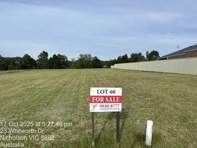 Main view of Homely land listing, LOT Lot 60, 26 Whitworth Drive, Nicholson VIC 3882