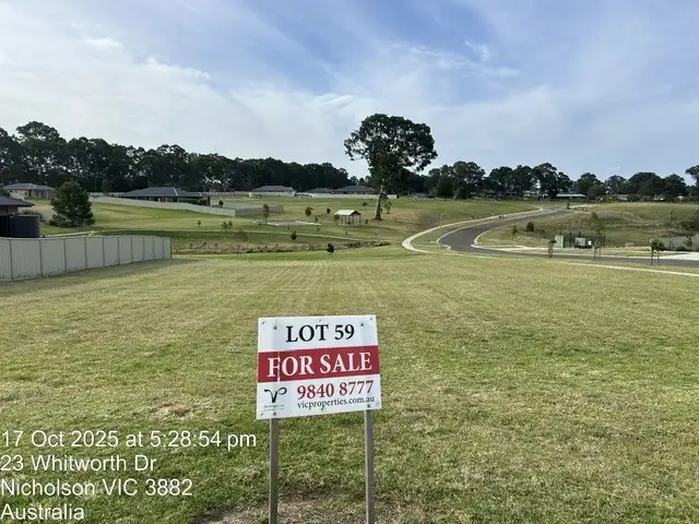 Main view of Homely land listing, LOT Lot 59, 23 Whitworth Drive, Nicholson VIC 3882
