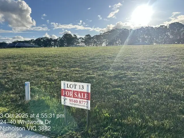 LOT Lot 13, 53 Whitworth Drive, Nicholson VIC 3882