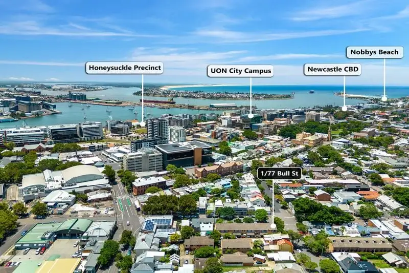 Main view of Homely townhouse listing, 1/77 Bull Street, Cooks Hill NSW 2300