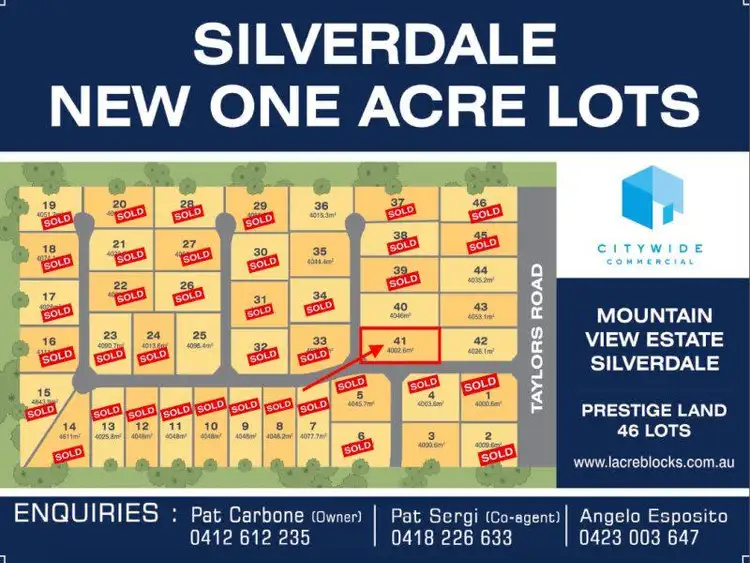 Main view of Homely land listing, LOT 41, 180 Taylors Road, Silverdale NSW 2752