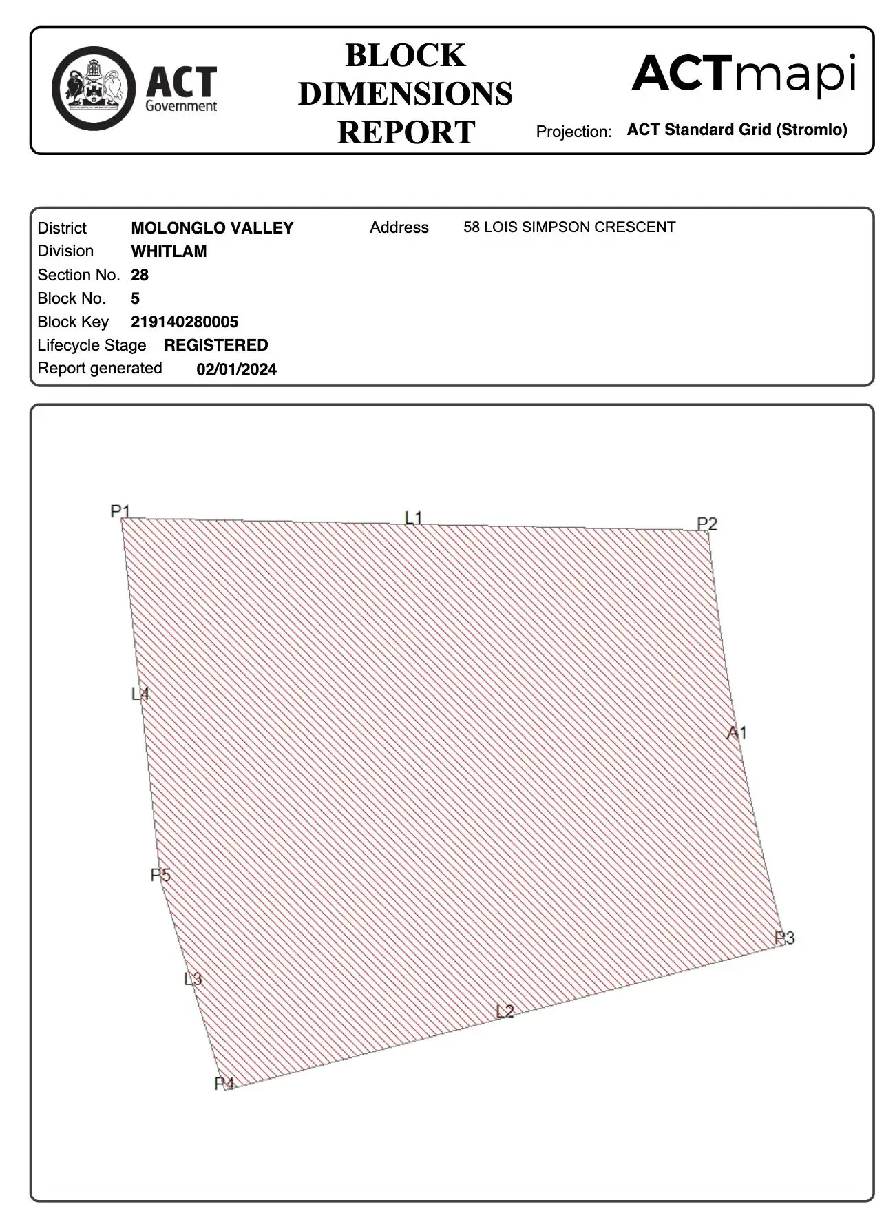 Main view of Homely land listing, 58 Lois Simpson Crescent, Whitlam ACT 2611
