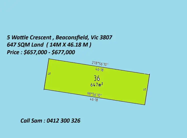 Main view of Homely land listing, 5 WATTLE CRESCENT, Beaconsfield VIC 3807
