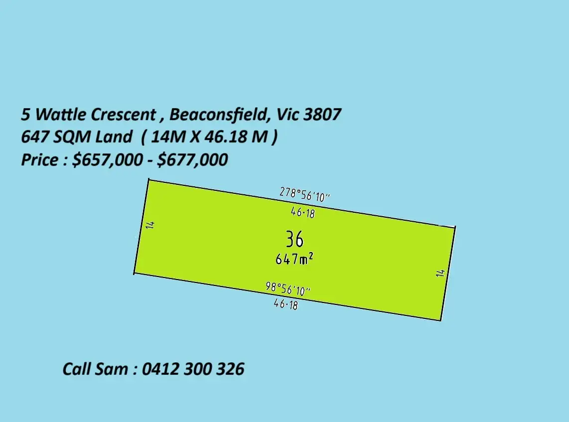 Main view of Homely land listing, 5 WATTLE CRESCENT, Beaconsfield VIC 3807