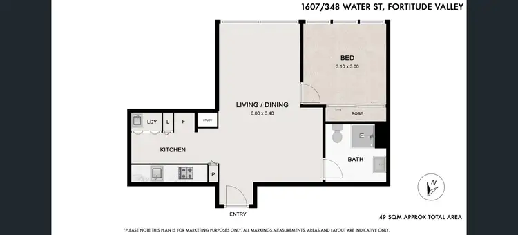 Main view of Homely apartment listing, 1607/348 Water Street, Fortitude Valley QLD 4006