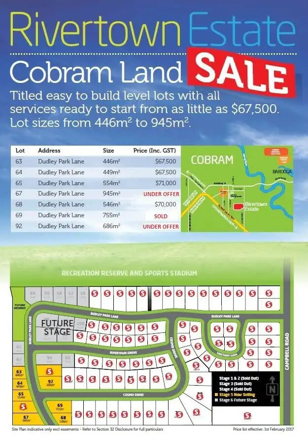 Main view of Homely land listing, Lot 64 Dudley Park Lane, Cobram VIC 3644