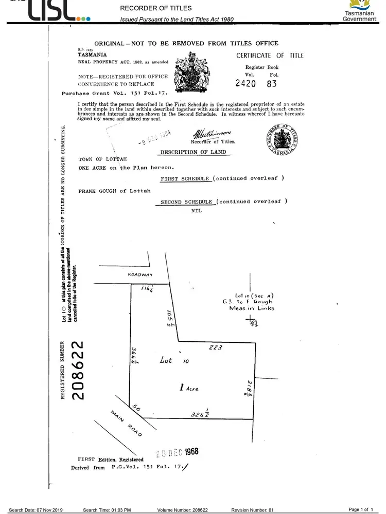 Second view of Homely land listing, PID 679896 Lot 10 Lottah Road, Lottah TAS 7216