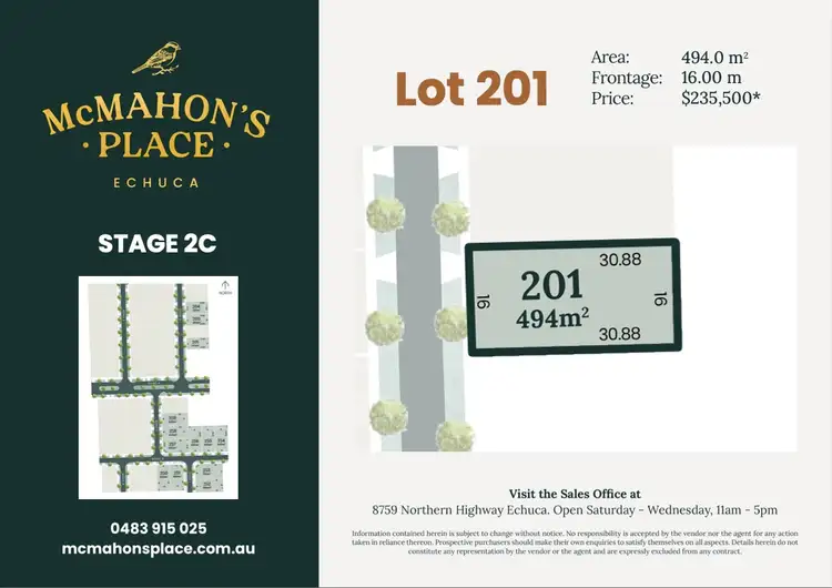 Main view of Homely land listing, LOT 201 Road D Avenue, Echuca VIC 3564