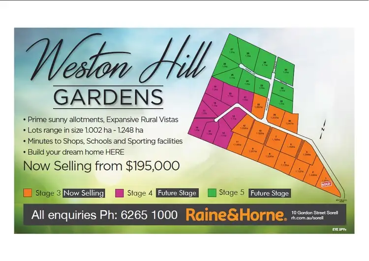 Main view of Homely land listing, Lot 10 Weston Hill Gardens (off Weston Hill Road), Sorell TAS 7172