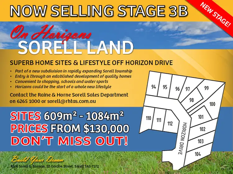 Main view of Homely land listing, Lot 97 Horizon Drive, Sorell TAS 7172