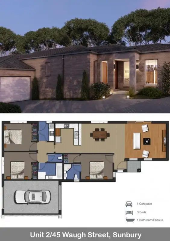 Main view of Homely unit listing, 2/45 Waugh Street, Sunbury VIC 3429