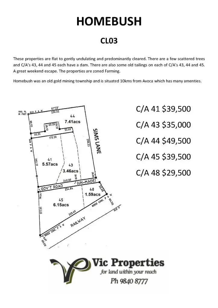 Third view of Homely land listing, C/A 48 Sims Lane, Homebush VIC 3465