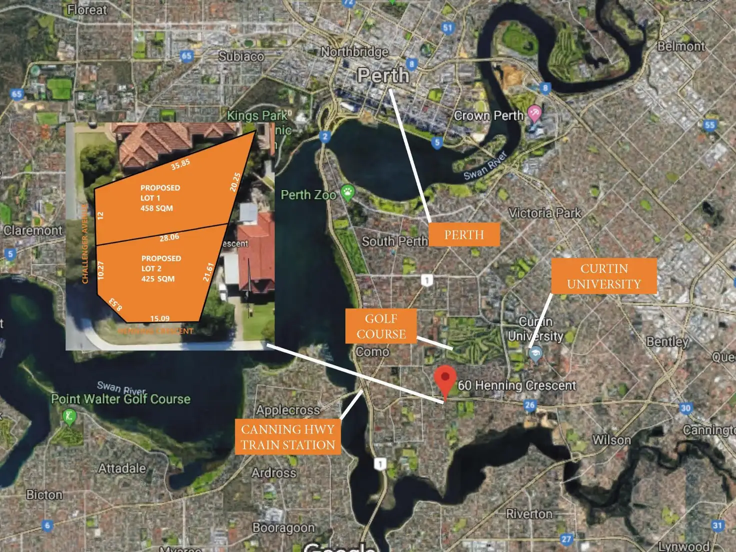 Main view of Homely land listing, lot1and2,60 Henning Crescent, Manning WA 6152
