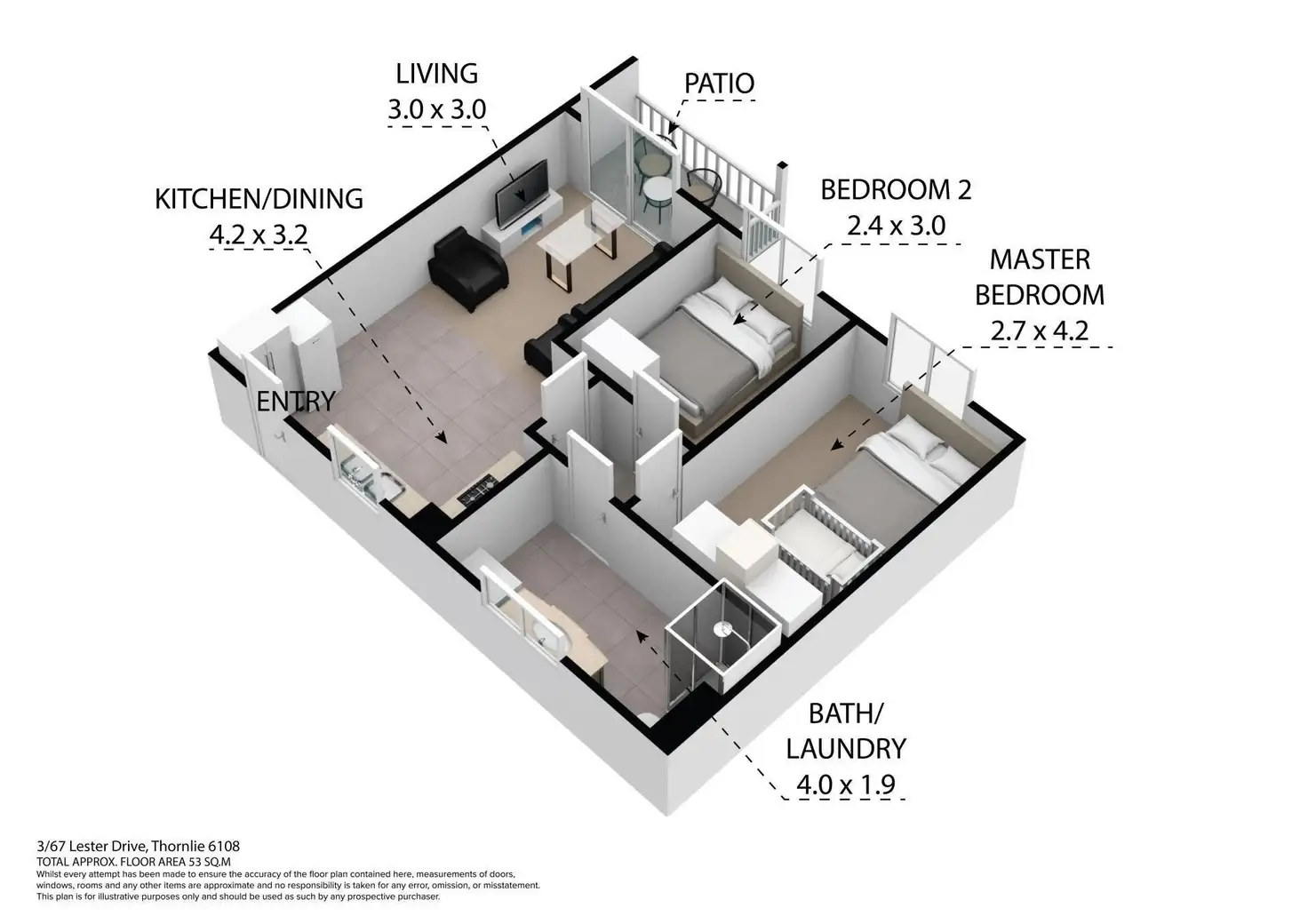 Main view of Homely apartment listing, 3/67 Lester Drive, Thornlie WA 6108