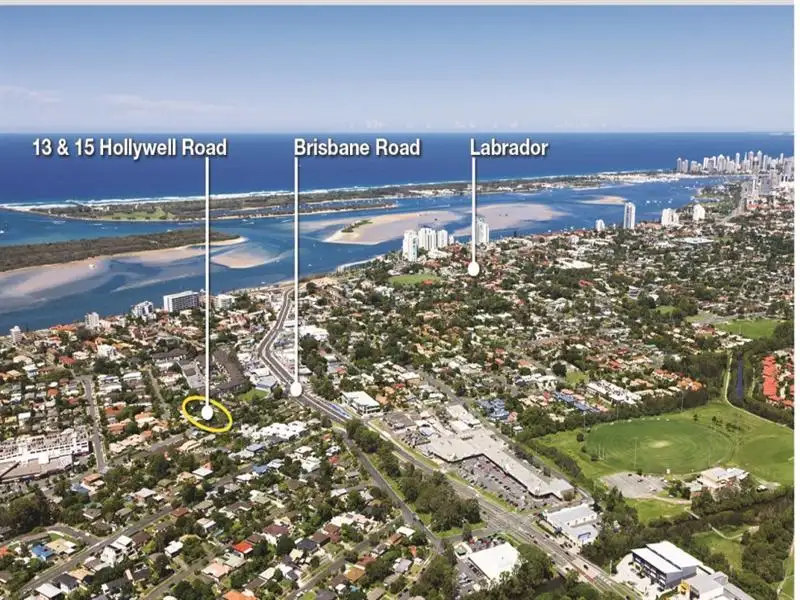 Main view of Homely land listing, 13 and 15 Hollywell Road, Biggera Waters QLD 4216