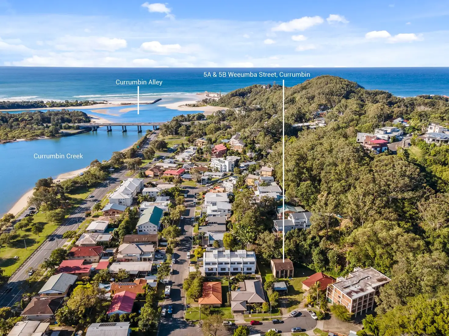 Main view of Homely semi-detached listing, 5A & 5B Weeumba Street, Currumbin QLD 4223