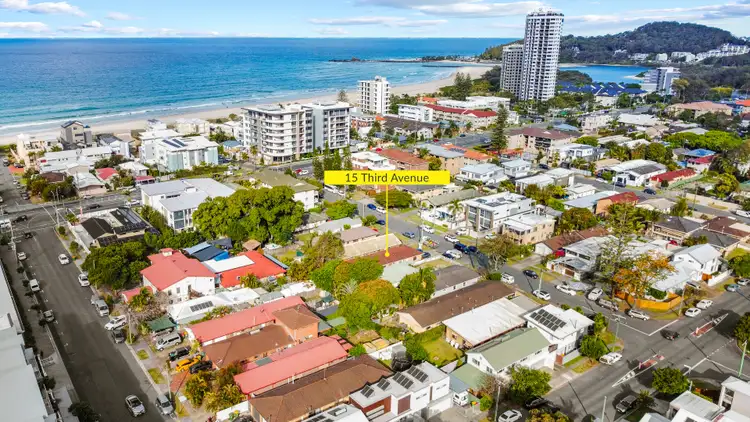 Main view of Homely semi-detached listing, 15 Third Avenue, Palm Beach QLD 4221