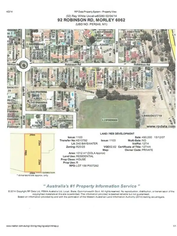 Main view of Homely land listing, 92 Robinson Road, Morley WA 6062