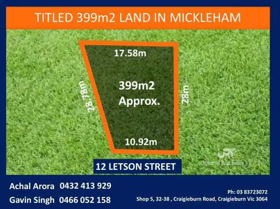 Main view of Homely land listing, 12 LETSON ST, Mickleham VIC 3064