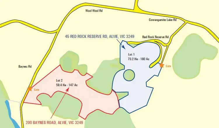 Main view of Homely rural property listing, 200 Baynes Road & 45 Red Rock Reserve Road, Alvie VIC 3249