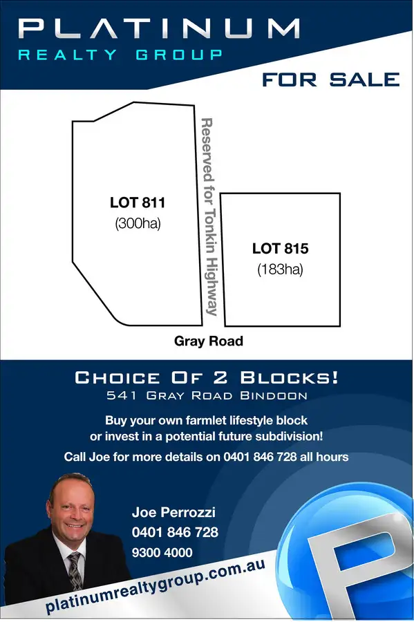 LOT 811 & 815, 541 Gray Road, Bindoon WA 6502