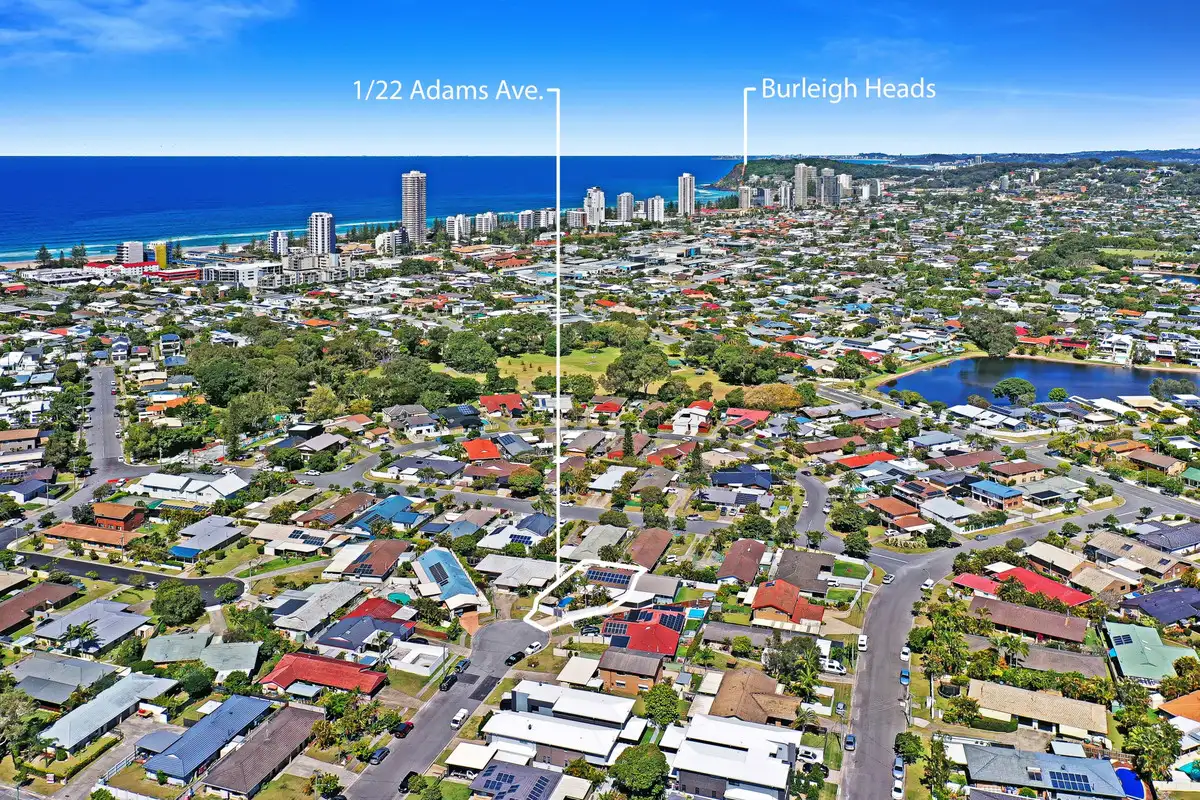 Main view of Homely semi-detached listing, 1/22 Adams Avenue, Miami QLD 4220