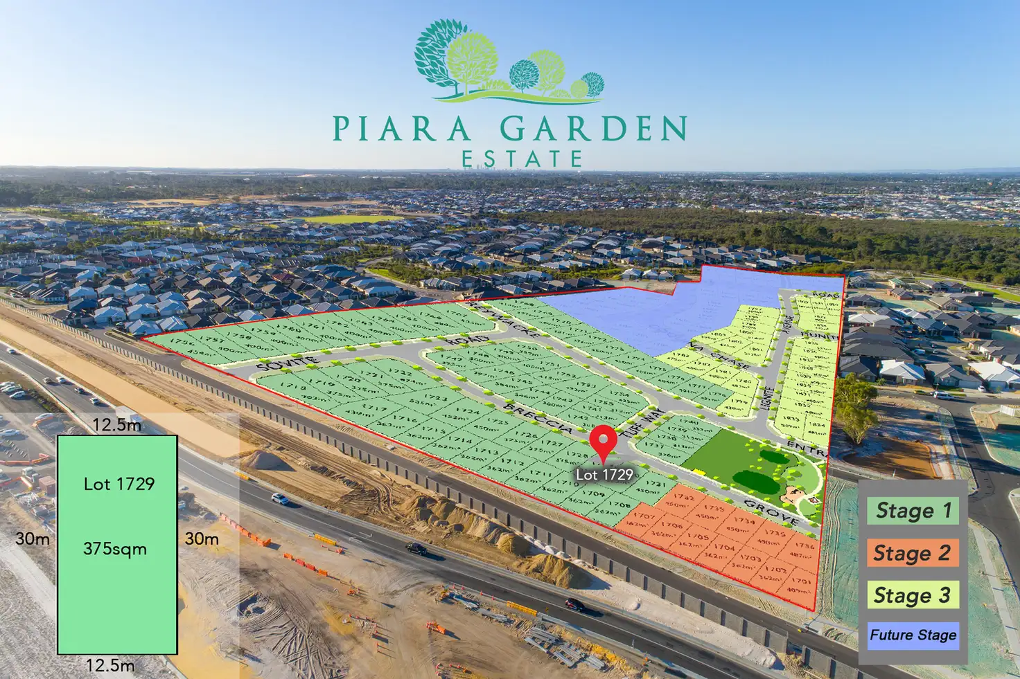 Main view of Homely land listing, Lot 1729 Breccia Grove, Piara Waters WA 6112